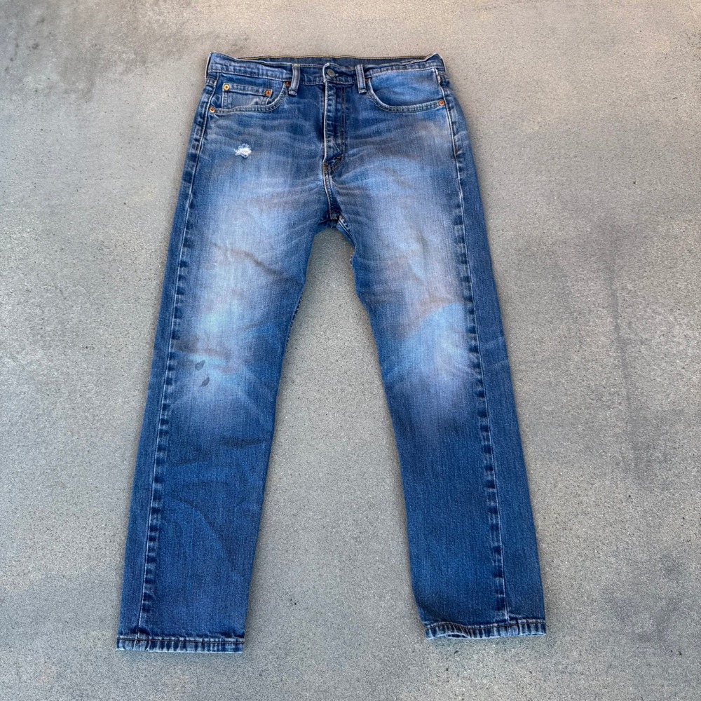 Levi's 522 Slim Taper Jeans Men 33x30 Blue Medium Wash Distressed